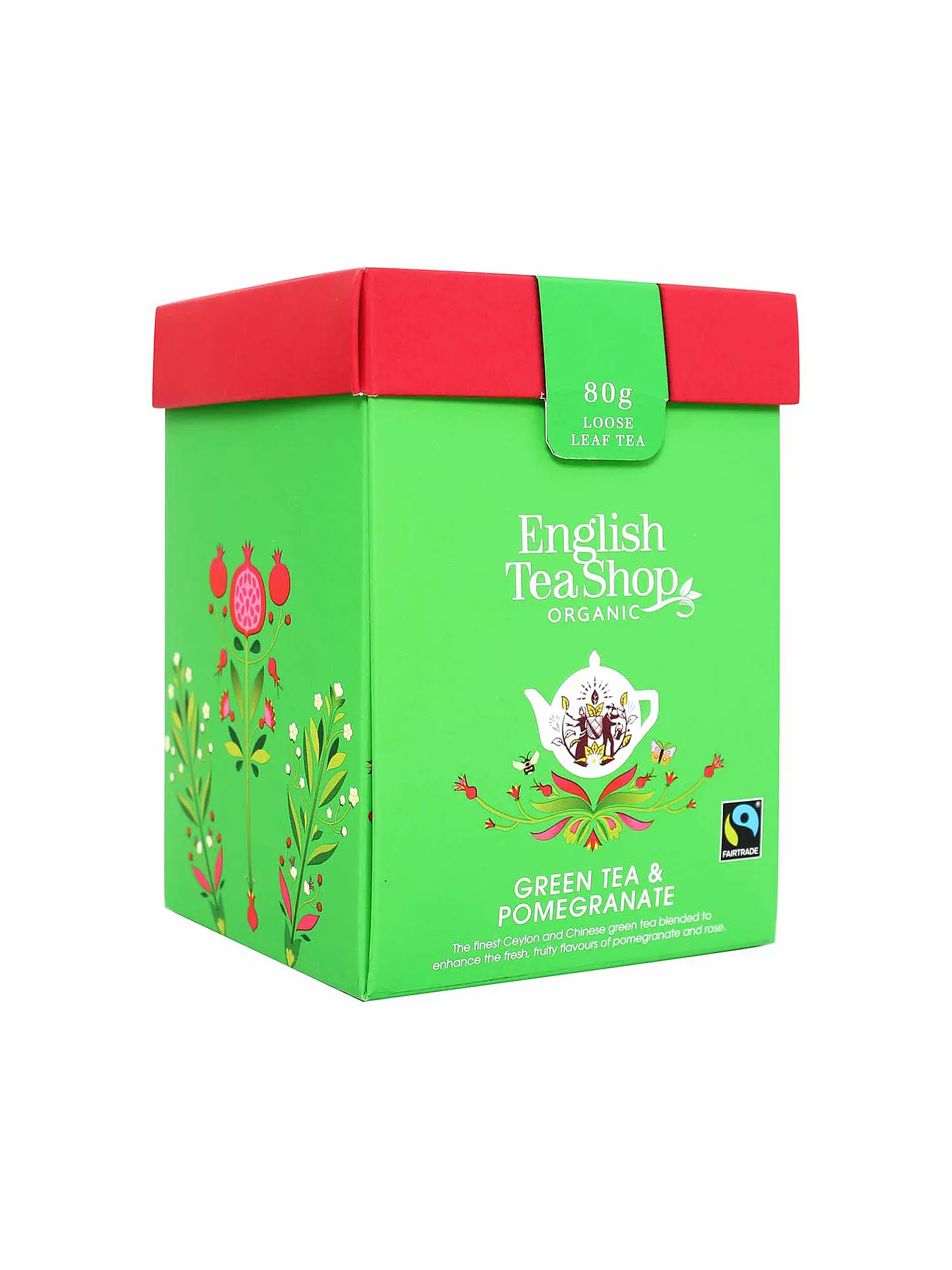 ENGLISH TEA SHOP | Grüner Tee Granatapfel, BIO Fairtrade, Loser Tee, 80g Box | 